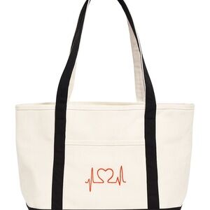 Heartbeat Canvas Tote Bag - Cream and Black